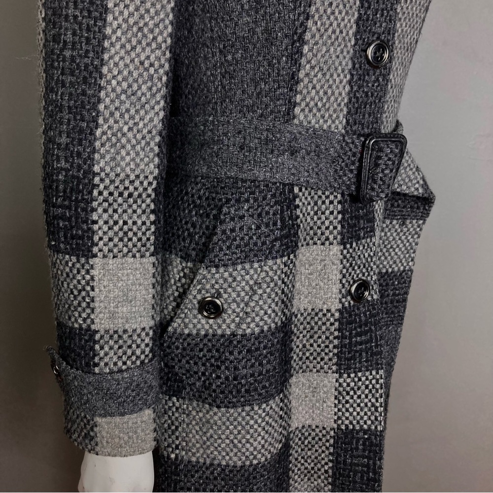 Burberry long trench coat women's size 6 plaid wool belted gray winter - Picture 8 of 16